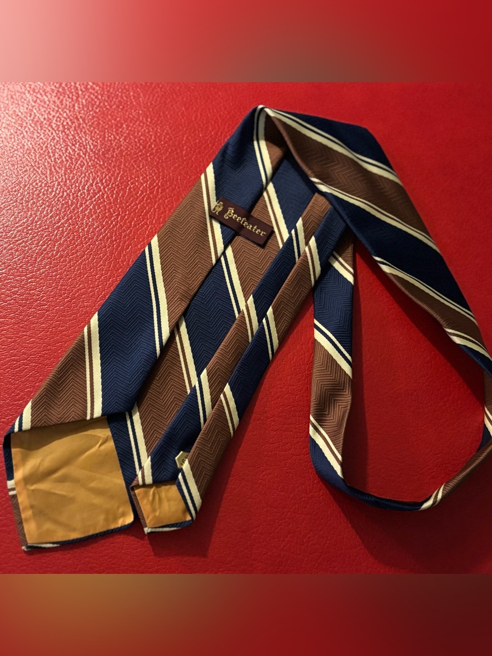 60's Beefeater Striped Neck Tie - Men's Polyester Tie - 60's Tie -Preppy Necktie